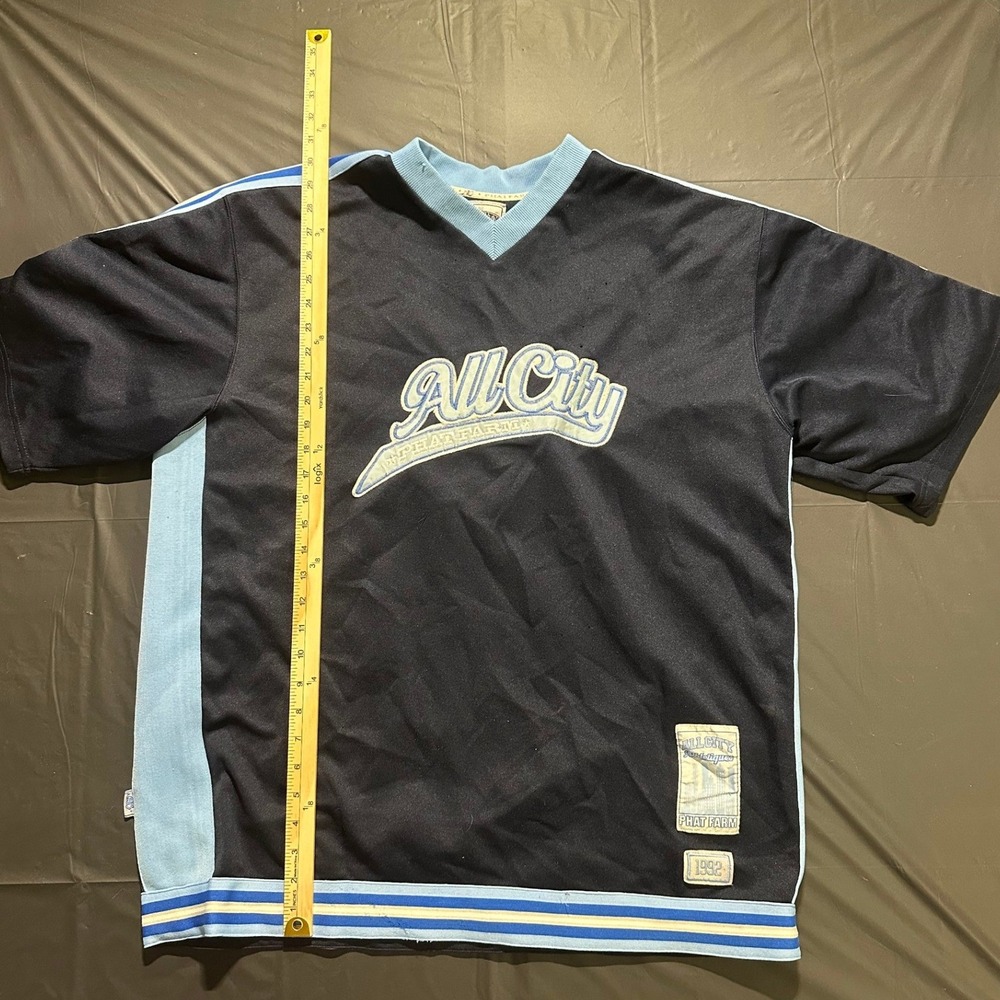 Phat Farm All City Athletiques Y2K Navy Blue Jersey Shirt XL 92 Graphic Shirt